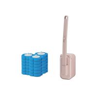 Disposable Toilet Brush Holder Set with 18 Toilet Brush Refills Disposable Set for Bathroom Toilets (Pink)