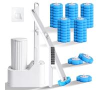 Disposable Toilet Brush & Holder Set with 40 Cleaner Refills Disposable Toilet Cleaning System white Plastic Long Toilet Brush for Bathroom Bathtub Floor Sink Cleaning