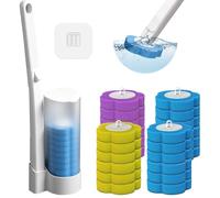 Disposable Toilet Brush & Holders Set with 24pcs Cleaner Refills Scented Pads Wall Mounted white Plastic Long Handled Bathroom Toilet Brush with Disposable Head