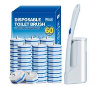 Disposable Toilet Brush Set with 60 Replacement Heads, Toilet Cleaning Replacement Pads, Starter Kit with Storage Case for Deep Cleaning and Hygienic Bathroom Maintenance