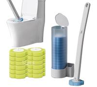 Disposable Toilet Brush, Toilet Bowl Cleaner Brush with 12 Refills,Disposable Toilet Cleaning System with Holder for Bathroom Cleaning (Brush Set + 12 brush head (lemon))