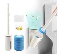 Disposable Toilet Brush,Toilet Brush System Toilet Wand Kit with Replacable Brush Head Disc&Aromatherapy,Scents Wall Toilet Wand Kit with Holder/Storage Caddy for Bathroom Cleaning