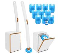 Disposable Toilet Brush with 60 Refills & Fragrance, 2 Pack Toilet Brushes & Holders, Disposable Toilets Cleaning System Bowl Buddy Cleaner for Toilets Bathroom Sink Bathtub Floor Cleaning