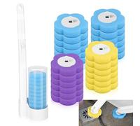 Disposable Toilet Brush with Handle, 24 Pcs Toilet Brush Replacement Head, Disposable Toilet Cleaning System for Home Bathroom Kitchen(Ocean, Lavender, Lemon Scent)