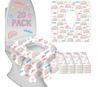 Disposable Toilet Seat Covers for Kids & Adults,Protect from Public Toilets While Potty Training or Travel - Extra Large, Waterproof, Portable -Pink Rainbow (20pack）