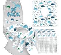 Disposable Toilet Seat Covers for Kids & Adults,Protect from Public Toilets While Potty Training or Travel - Extra Large, Waterproof, Portable -Blue Dinosaur (60pack）