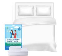 Disposable Travel Bed Sheets King Size, Disposable Hotel with Quilt Cover and Pillowcase, Disposable Bedding Travel Bedding Disposable Sheets for Business Travel Hotel Essentials( 4-Piece ) (1pack)