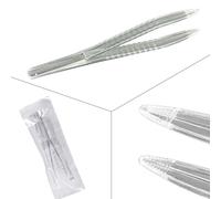 Disposable Tweezers, Sterile Crystal Clear, 125 mm - Pack of 50 Precise & Hygienic Tweezers for Versatile Use, Disposable Product - Hygiene, Tick Tweezers, Tick Tweezers, Medical Applications