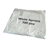Disposable White Aprons Flat Pack of 100 | Anti-Bacterial PE Plastic Apron for Kitchen, Catering, Cleaning | Waterproof Hygiene Aprons for Adults - Flat Packed | SterlingSquare