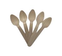 Disposable Wooden Dessert Spoons, 16cm Length, Pack of 100, Birchwood