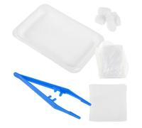 Disposable Wound Care Kit PP Cotton for Daily Home Use | Cotton Balls and Plastic Forceps Included, White Single Use Set, Pharmacies and Schools Supply