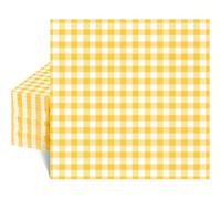 Disposable Yellow Gingham Paper Napkins, Gingham Napkins 40 Pcs 25x25cm, Yellow Napkin for BBQs, Disposable Paper for Parties, Cocktails, Afternoon Tea, Restaurants & Picnics