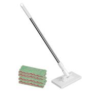 Disposables Dust Mop, Clip Wet Wipes Mop, Detachable Press Clamp Wipes Flash Speed Cleaning Kit, with 4 Reusable Cloths, for Floors, Walls