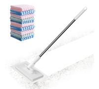 Disposables Dust Mop With 10 Reusable Cloths, Clip Wet Wipes Mop, Detachable Press Clamp Wipes Flash Speed Cleaning Kit, Household Cleaner Floor Mops For Bathroom Living Room