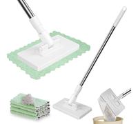 Disposables Dust Mop With 4 Reusable Cloths,Hands-Free Mini Mop with 360° Rotating Head,Cleaning Tools For Floor Bathroom Kitchen