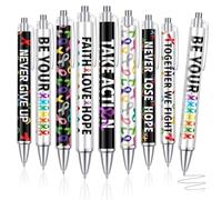 Dispowreath 48 Pcs Colorful Ribbon Pens Cancer Awareness Ballpoint Pens Bulk Faith Courage Hope Strength Health Awareness Favor Gifts for Breast Liver Brain Cancer Public Events Charity Supplies