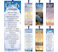 Dispowreath 60 Pcs the Lord's Prayer Christian Bookmarks with Ribbon