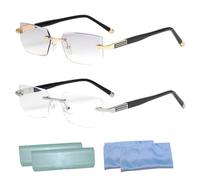 DISRIC 2Pcs Auto Focus Self Adjusting Glasses,The Glasses That Change Everything,Auto Focus Glass Self Adjusting,Reading Glass for Adult,Automatic Adjustment,Set with Case and Cloth,Gold & Silver