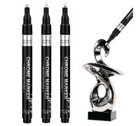 DISRIC 3PCS Chrome Touch up Pen,Metallic Mirror Liquid Chrome Paint,Waterproof High Gloss Permanent for Metal,Chrome Paint,Metallic Marker Pens,Silver Paint Pen,Metallic Pens,0.7 mm,1 mm