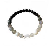 DISRIC Moon Phase Charm Bracelet for Women - Beaded Crystal Bracelet with Moonstone & Black Agate,Unique Positive Travel Gift for Her,Spiritual Friendship Gift for Ladies