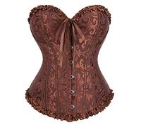 DISSA Women Brown Vintage Corset Push Up Overbust Bustier Corset Lace up,2-4,C777