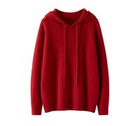 DISSA Women Cashmere Jumper Red Hoodie Knitted Jumper Long Sleeve Relaxed Cashmere&Wool Thick Plain Ladies Sweater,UK 12,MR25119