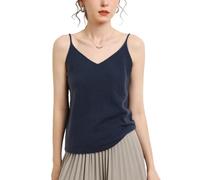 DISSA Women Cashmere Sleeveless Jumper Blue Strapless Knitted Jumper Slim Cashmere Wool Thin Solid Color Ladies Sweater,UK 10,MZ2423