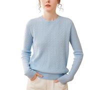 DISSA Women Crew Neck Long-Sleeve Knit Cashmere Wool Jumper,UK 8-16 | Weekend outing,thin cable knit,neat shoulder seams,ribbed cuffs,supple texture,elastic yarn,loose silhouette