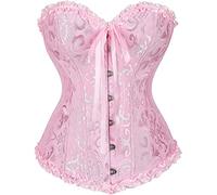 DISSA Women Pink Vintage Corset Push Up Overbust Bustier Corset Lace up,2-4,C777