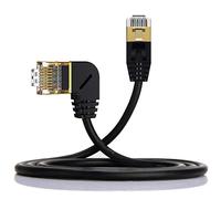 Disscool Cat8 Ethernet Cable, Gold Plated Head High Speed RJ45 Flat Internet Cable Network LAN Patch Cord Male to Left 90 Degree Male OD3.8mm for Modem/Router(0.6m,straight to Left 90 Degree)