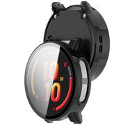Disscool Full Coverage Case with Screen Protector Compatible with Garmin Bounce 2 PC and Real Glass Protective Case Cover Film Smart Watch Accessories(Black)