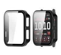Disscool Full Coverage Case with Screen Protector Compatible with Garmin Venu X1 PC and Real Glass Protective Case Cover Smart Watch Accessories(Black)