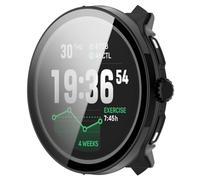 Disscool Full Coverage Case with Screen Protector Compatible with Suunto Race 2 PC and Real Glass Protective Case Cover Smart Watch Accessories(Black)