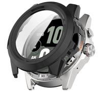 Disscool Full Coverage Case with Screen Protector Compatible with Ticwatch Atlas PC and Real Glass Protective Case Cover Smart Watch Accessories(Black)