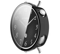Disscool Full Coverage Case with Screen Protector Compatible with Xiaomi Watch S4 41mm PC and Real Glass Protective Case Cover Smart Watch Accessories(Black)