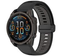 Disscool Replacement Adjustable Wristbands 22mm Compatible with Garmin Fenix 8 47mm/Forerunner 970/570 47mm Soft Silicone Wrist Strap Smart Watch Accessories(Black+Grey,Folding Button)