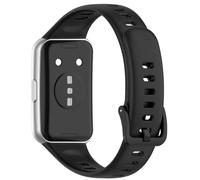 Disscool Replacement Adjustable Wristbands Compatible with Huawei Band 11/11 NFC/Pro/Pro NFC Soft Silicone Wrist with Quick Release Strap Smart Watch Accessories(Glossy/Black)