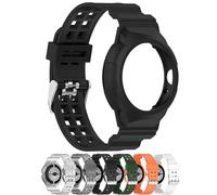 Disscool Replacement Wristbands Compatible with Google Pixel Watch 2/Pixel Watch, Adjustable Soft Silicone Wrist Strap Integrated Band with Protective Case with Quick Release Watch Accessories(Black)