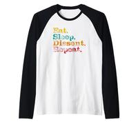 Dissent Resist Funny Pro-Democracy Eat Sleep Repeat Raglan Baseball Tee