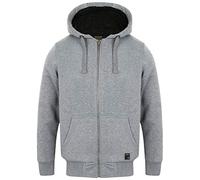 Dissident Bolo 2 Zip Through Hoodie with Borg Lining in Mid Grey Marl XL