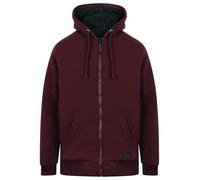 Dissident Mens Chunky Sherpa Fleece Lined Zip Through Hooded Top Mulled Wine