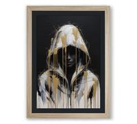Dissolution in Gold Modern Framed Wall Art Print A1 (84.1×59.4cm) Oak, Wall Decor for Living Room, Bedroom, Office & Home, Ready to Hang, Art Gift
