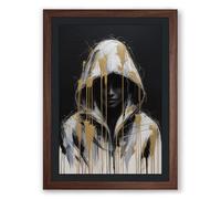 Dissolution in Gold Modern Framed Wall Art Print A1 (84.1×59.4cm) Walnut, Wall Decor for Living Room, Bedroom, Office & Home, Ready to Hang, Art Gift