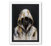Dissolution in Gold Modern Framed Wall Art Print A1 (84.1×59.4cm) White, Wall Decor for Living Room, Bedroom, Office & Home, Ready to Hang, Art Gift