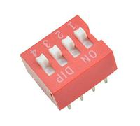 dissot 10Pcs Slide Type Switch Module 2.54mm 4-Bit 4 Position Way DIP Red Pitch