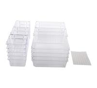 dissot 18PCS Separate Drawers Organiser System, Non-Slip Drawer Organiser, Transparent Drawer Insert Storage Box