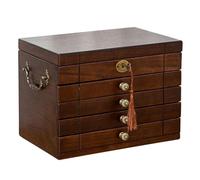 dissot Vintage Large Capability Multi Layer Jewelry Box for Jewelry Storage Light Luxury Rectangular Storage Wooden Box