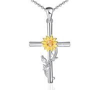 Distance Cross Necklace for Women 925 Sterling Silver Jewelry Pendant Necklace for Mom Wife Gift for Mother's Day or Birthday, Sterling Silver, Cubic Zirconia