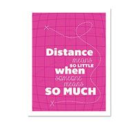 Distance Love Romance Typography Pink Large Framed Art Print Poster Wall Decor 18x24 inch