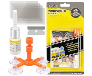 DISTANCEE Windscreen Repair Kit, Car Windscreen Crack Repair Kit with Durable Resin, Fix Auto Windscreen Glass Cracks, Chip, Bulls Eye, Star Break, Half Moon